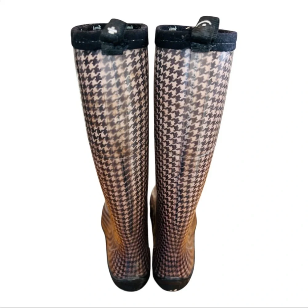Women’s Ollie Houndstooth Pattern Rain Boots Size 9